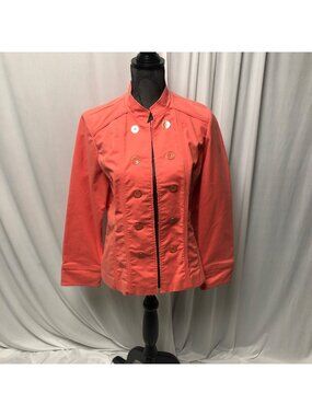 Chicos Coral Lightweight Jacket Womens Size 2 Large 12 Blazer Office Casual NEW